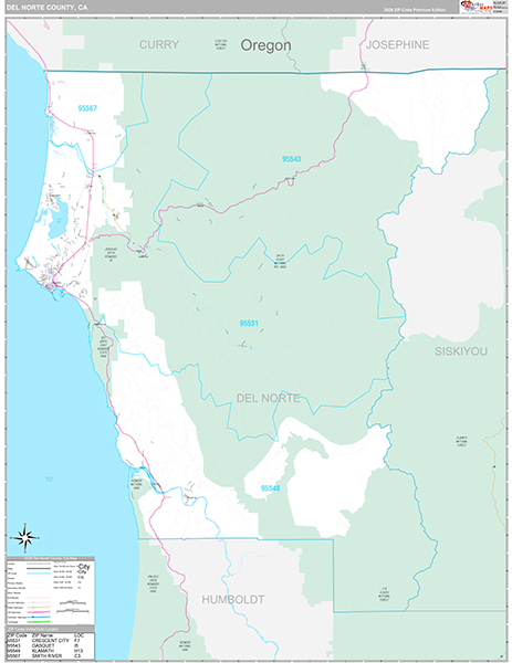 Del Norte County, CA Map Premium Style